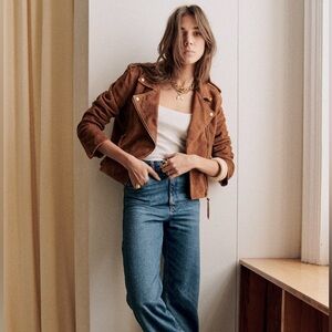 Sézane Zig Jacket Camel Suede US4